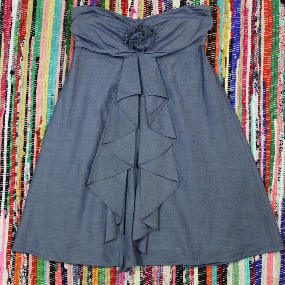 J. Crew Blue Strapless Dress